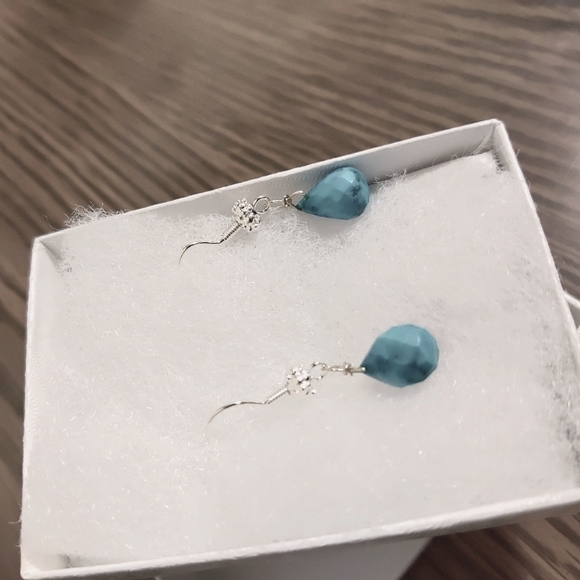 Handmade Turquoise Drop Earrings - Picture 2 of 2